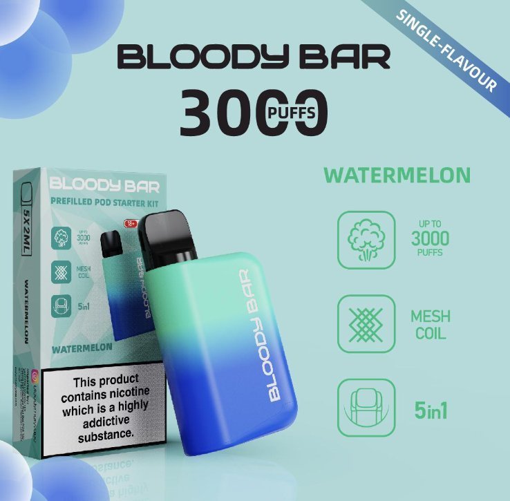 5 in 1 Bloody Mary 3000 Puffs Prefilled Pod Kit (Box of 5) - Bulk Vape Wholesale