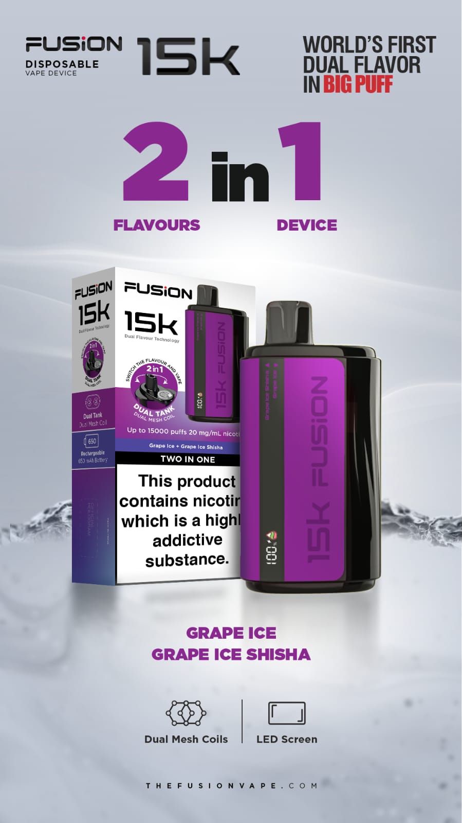 Fusion 15k Puffs 2 in 1 Disposable Vape Pod Kit Box of 10 - Bulk Vape Wholesale
