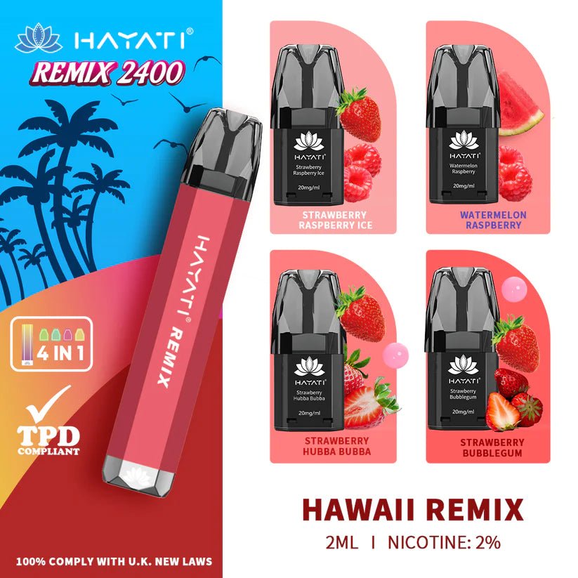 Hayati Remix 2400 Puffs 4 in 1 Disposable Vape Box of 5 - Bulk Vape Wholesale