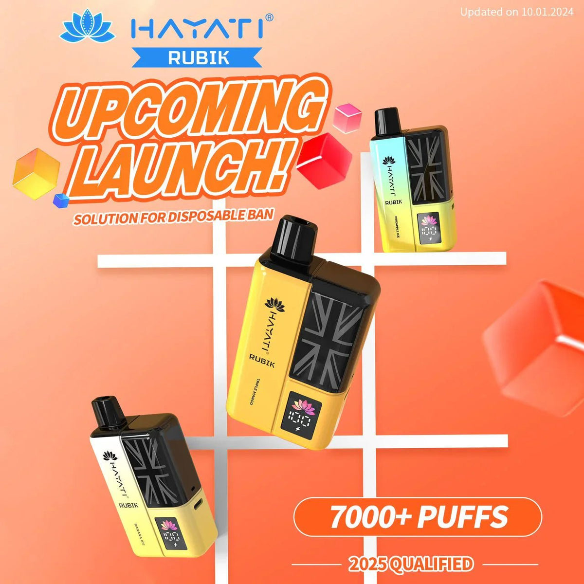 Hayati Rubik 7000 Puffs Disposable Vape Kit Pack of 5 - Bulk Vape Wholesale