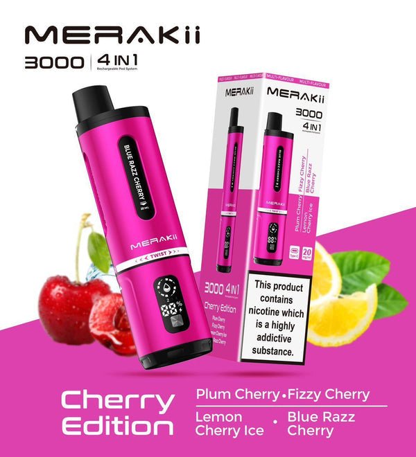 Merakii 3000 Disposable Vape 4 in 1 Edition - Box of 5 - Bulk Vape Wholesale