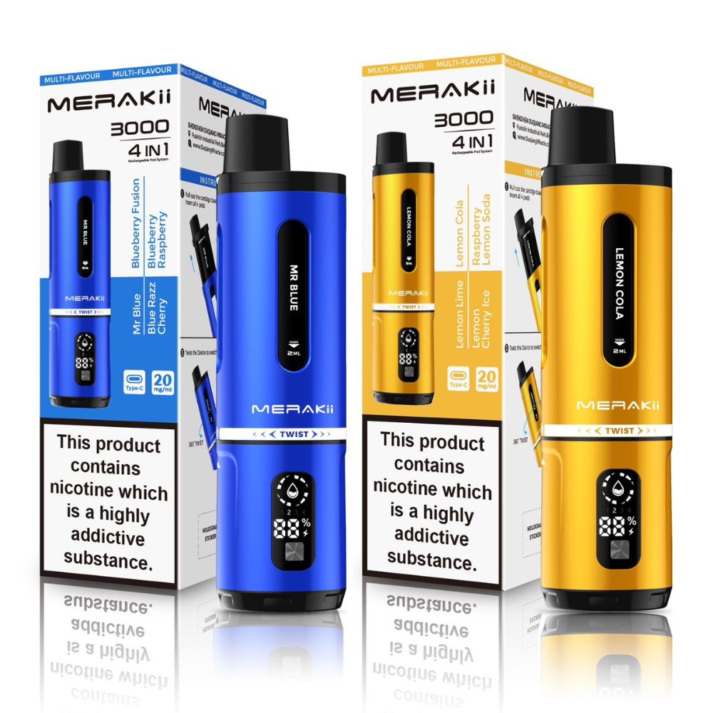 Merakii 3000 Disposable Vape 4 in 1 Edition - Box of 5 - Bulk Vape Wholesale