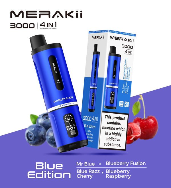 Merakii 3000 Disposable Vape 4 in 1 Edition - Box of 5 - Bulk Vape Wholesale