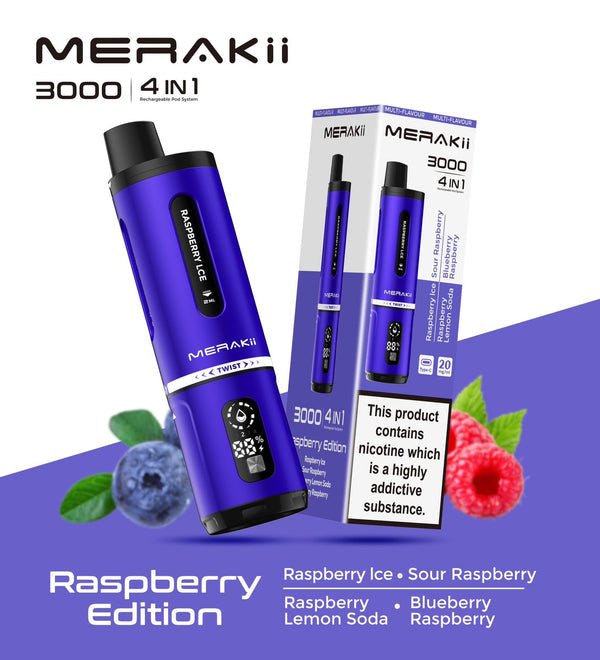 Merakii 3000 Disposable Vape 4 in 1 Edition - Box of 5 - Bulk Vape Wholesale