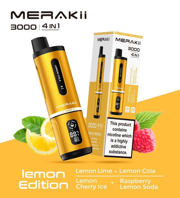 Merakii 3000 Disposable Vape 4 in 1 Edition - Box of 5 - Bulk Vape Wholesale