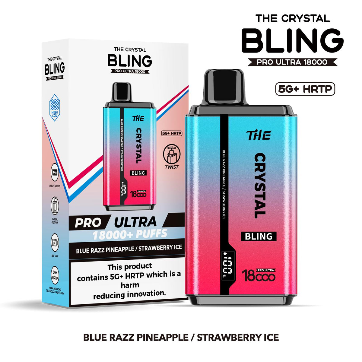 Buy The Crystal Bling Pro Ultra 18000 Disposable Vape Box of 5 - Bulk Vape Wholesale