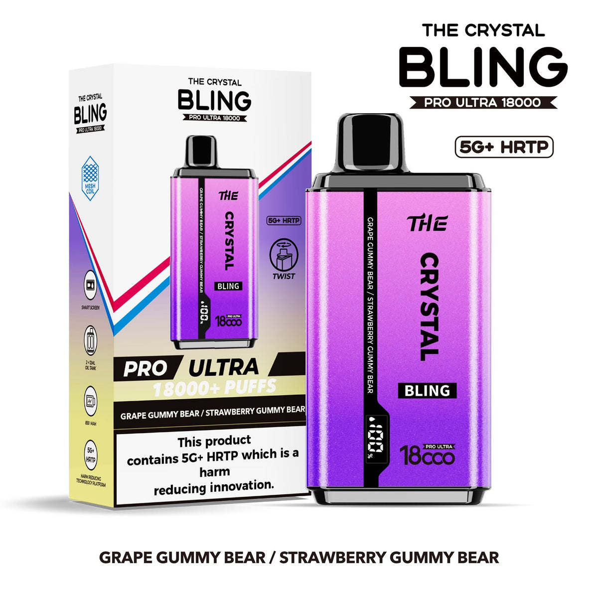 Buy The Crystal Bling Pro Ultra 18000 Disposable Vape Box of 5 - Bulk Vape Wholesale