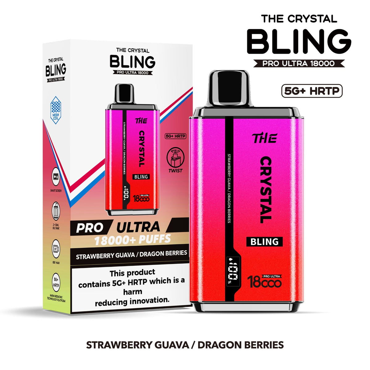 Buy The Crystal Bling Pro Ultra 18000 Disposable Vape Box of 5 - Bulk Vape Wholesale