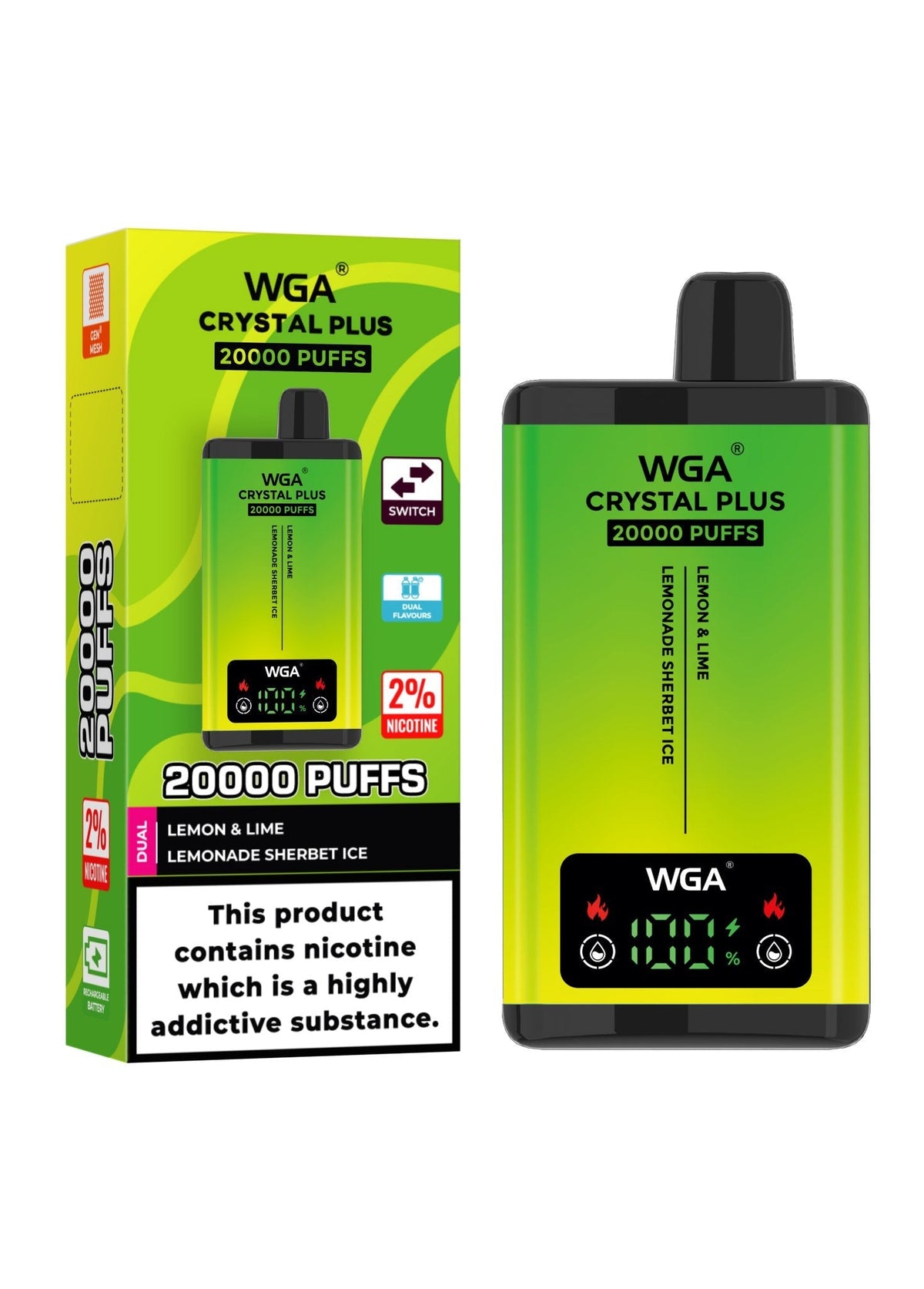 WGA Crystal Plus 20000 Disposable Vape Box of 10 - Bulk Vape Wholesale