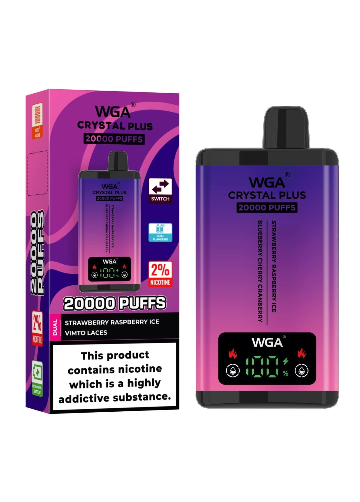 WGA Crystal Plus 20000 Disposable Vape Box of 10 - Bulk Vape Wholesale