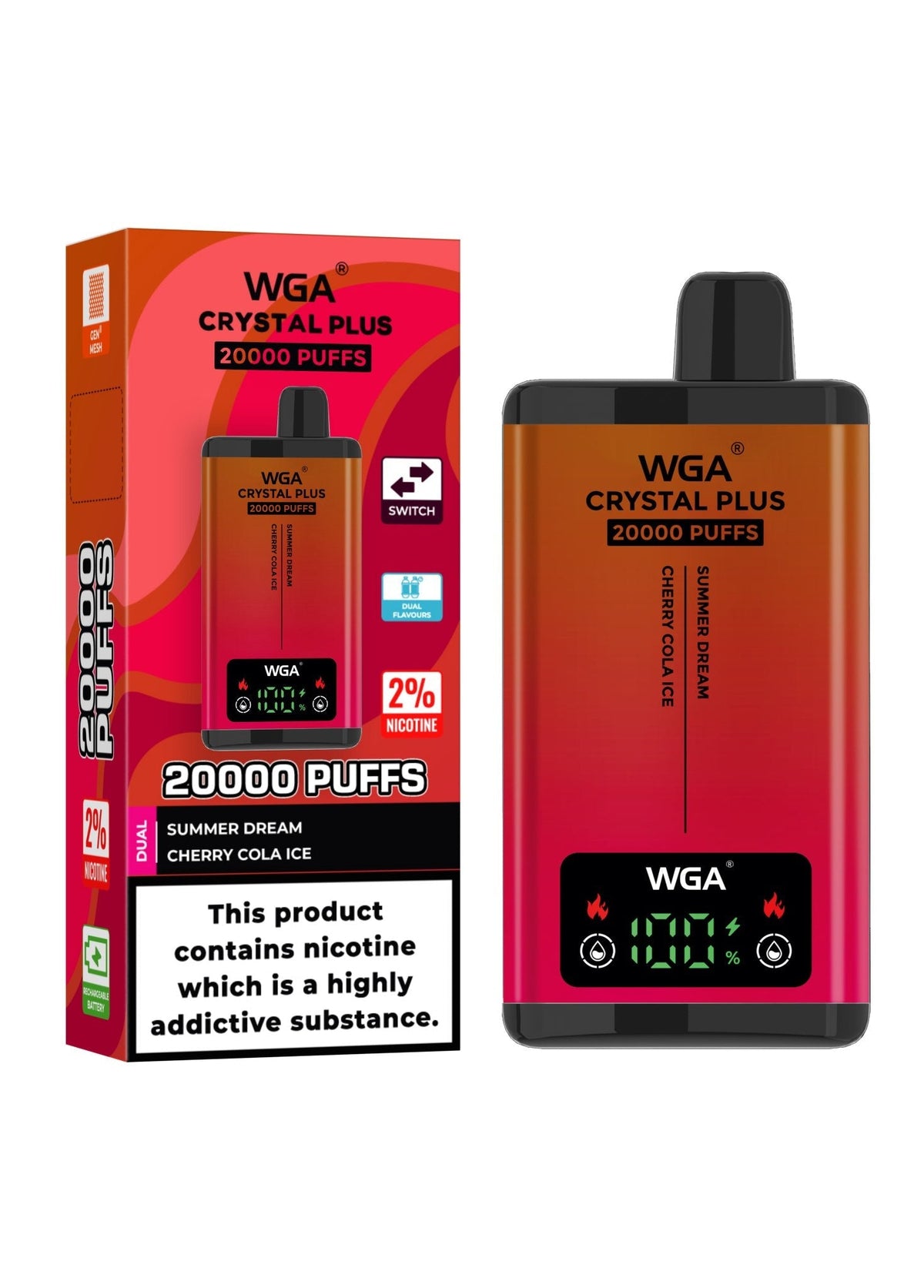 WGA Crystal Plus 20000 Disposable Vape Box of 10 - Bulk Vape Wholesale