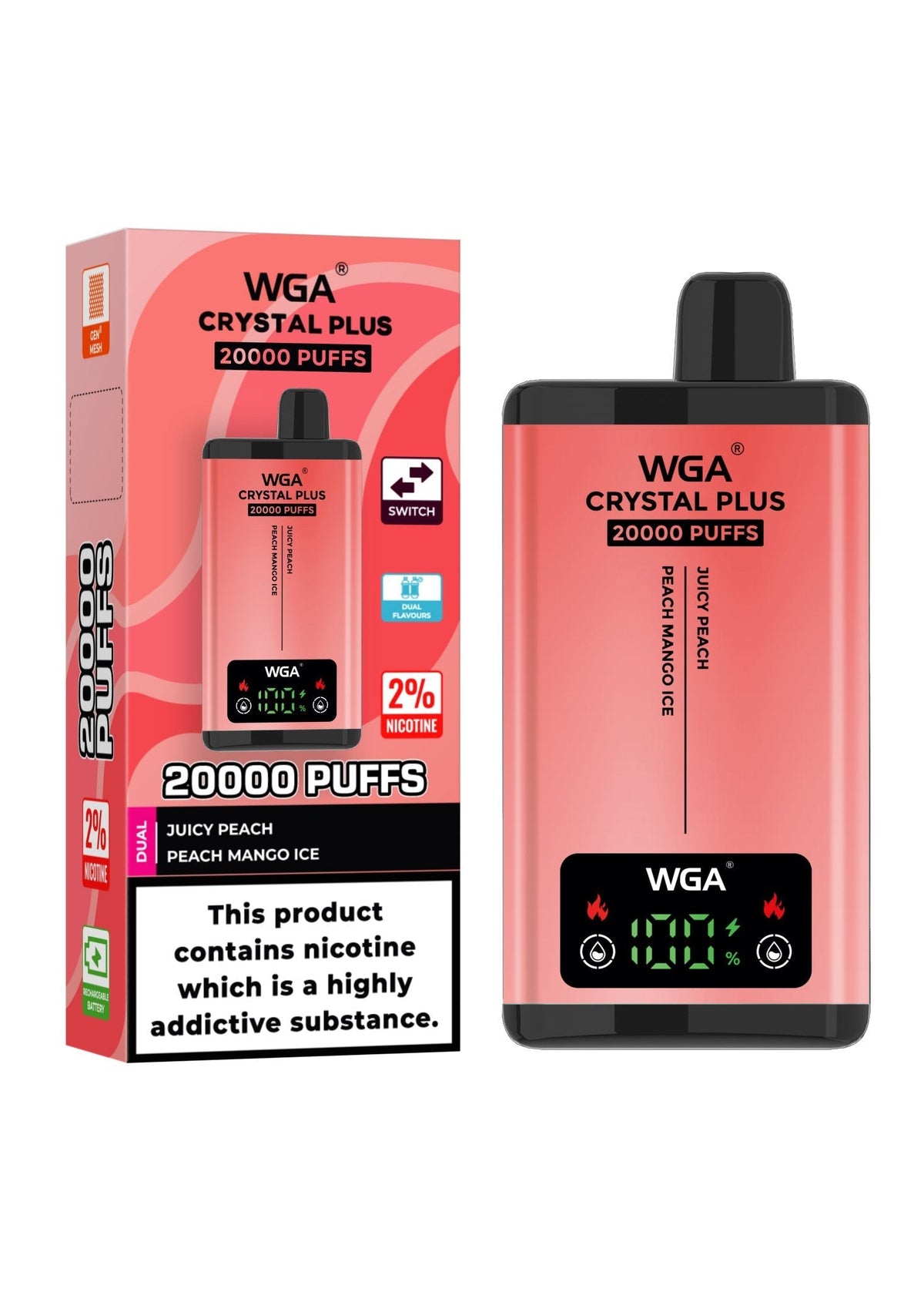 WGA Crystal Plus 20000 Disposable Vape Box of 10 - Bulk Vape Wholesale