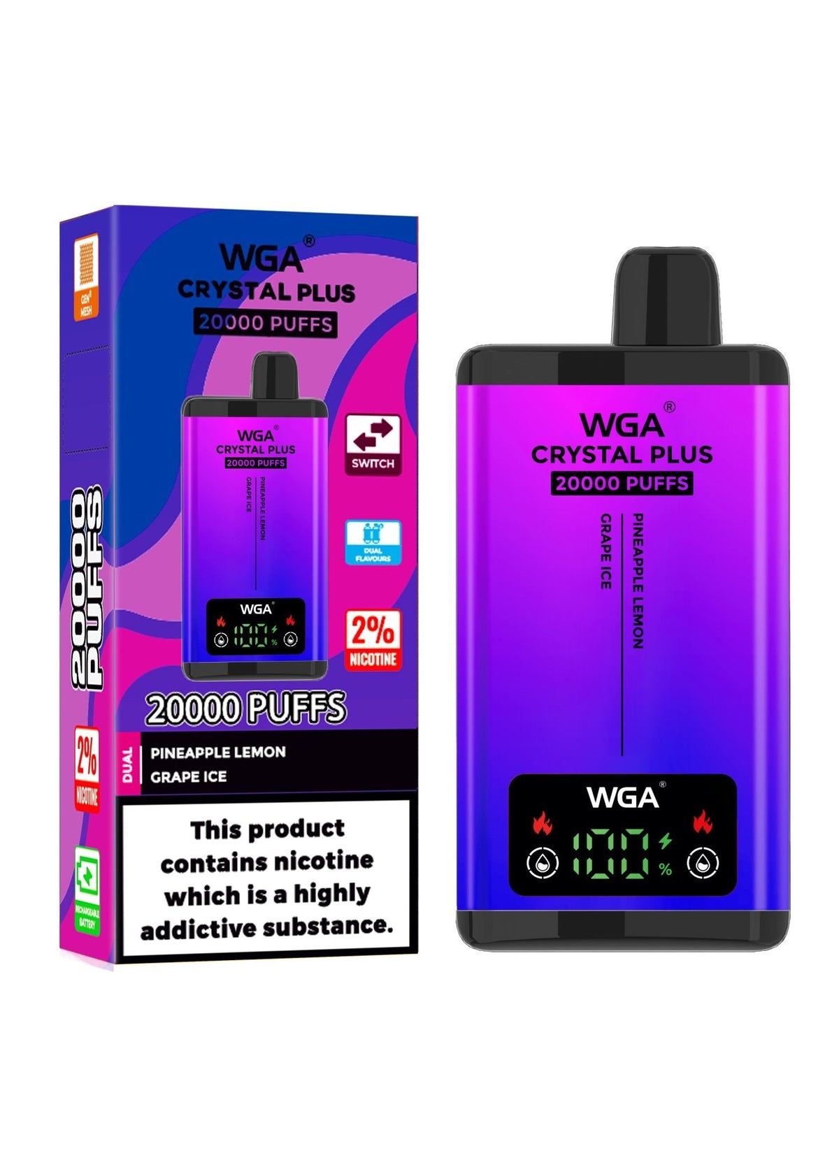 WGA Crystal Plus 20000 Disposable Vape Box of 10 - Bulk Vape Wholesale