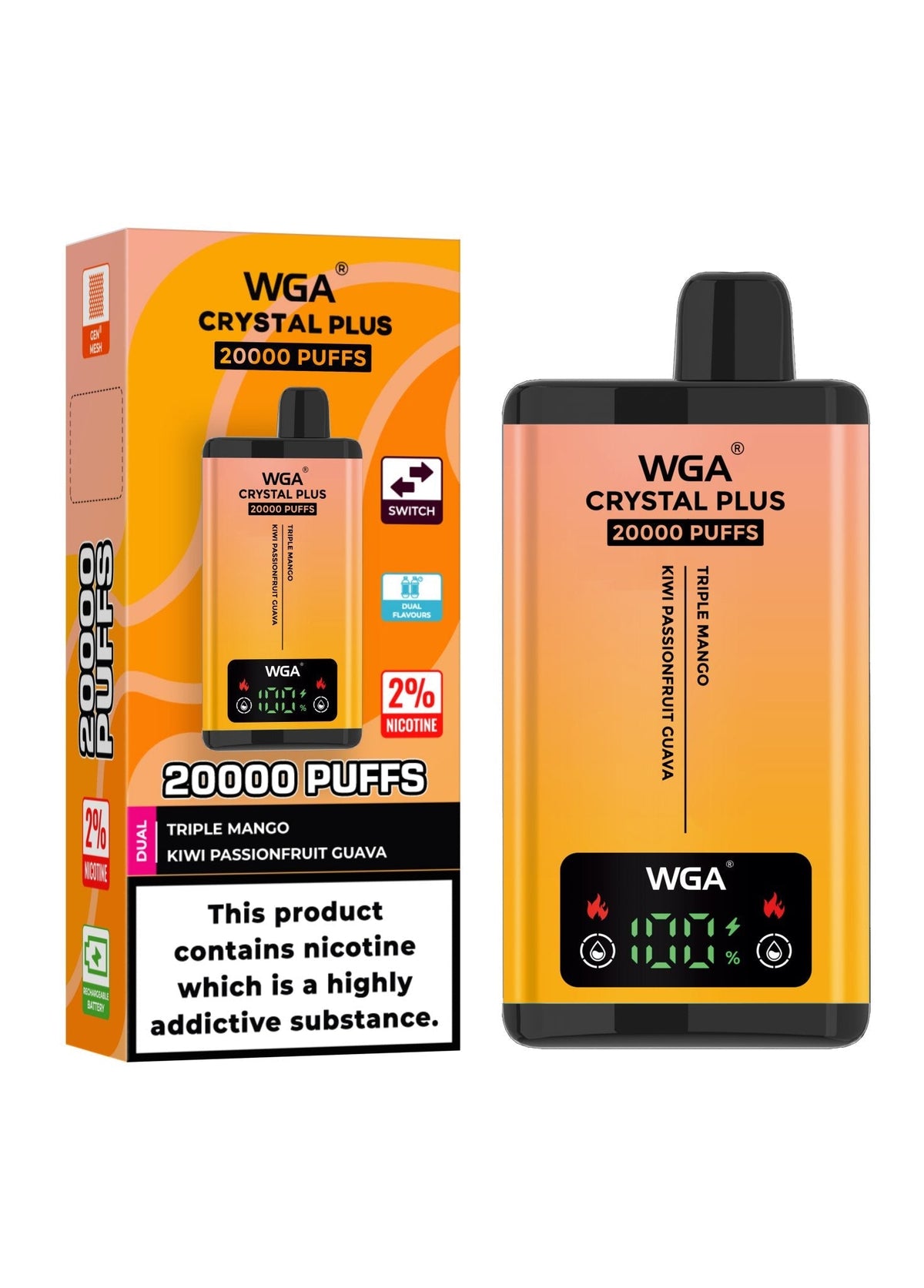 WGA Crystal Plus 20000 Disposable Vape Box of 10 - Bulk Vape Wholesale